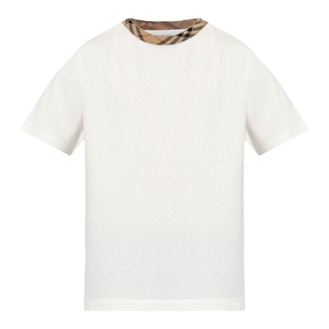 Burberry Check Trim Cotton T-shirt ‘White’