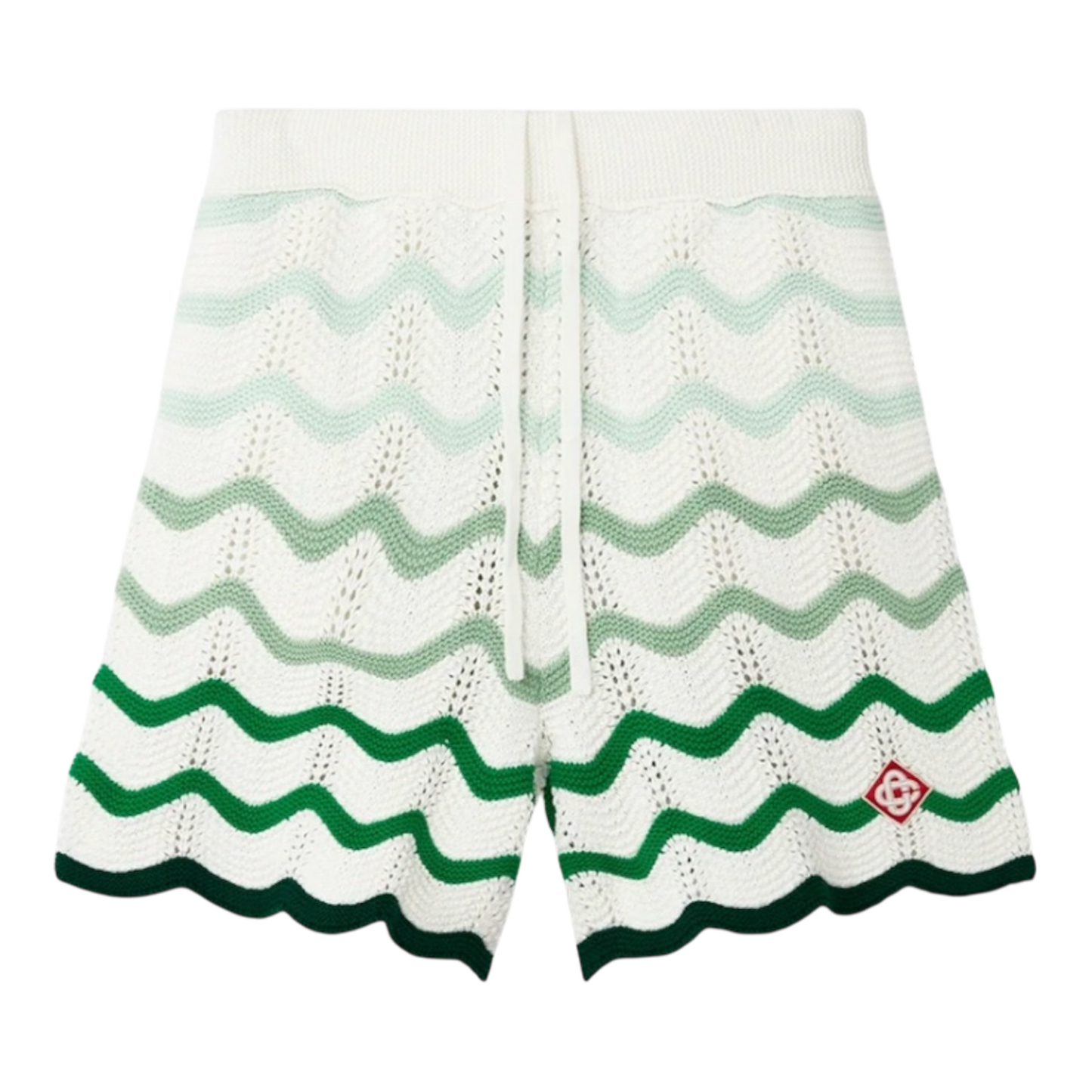 Casablanca Wavy Gradient Crochet Shorts ‘White Green’