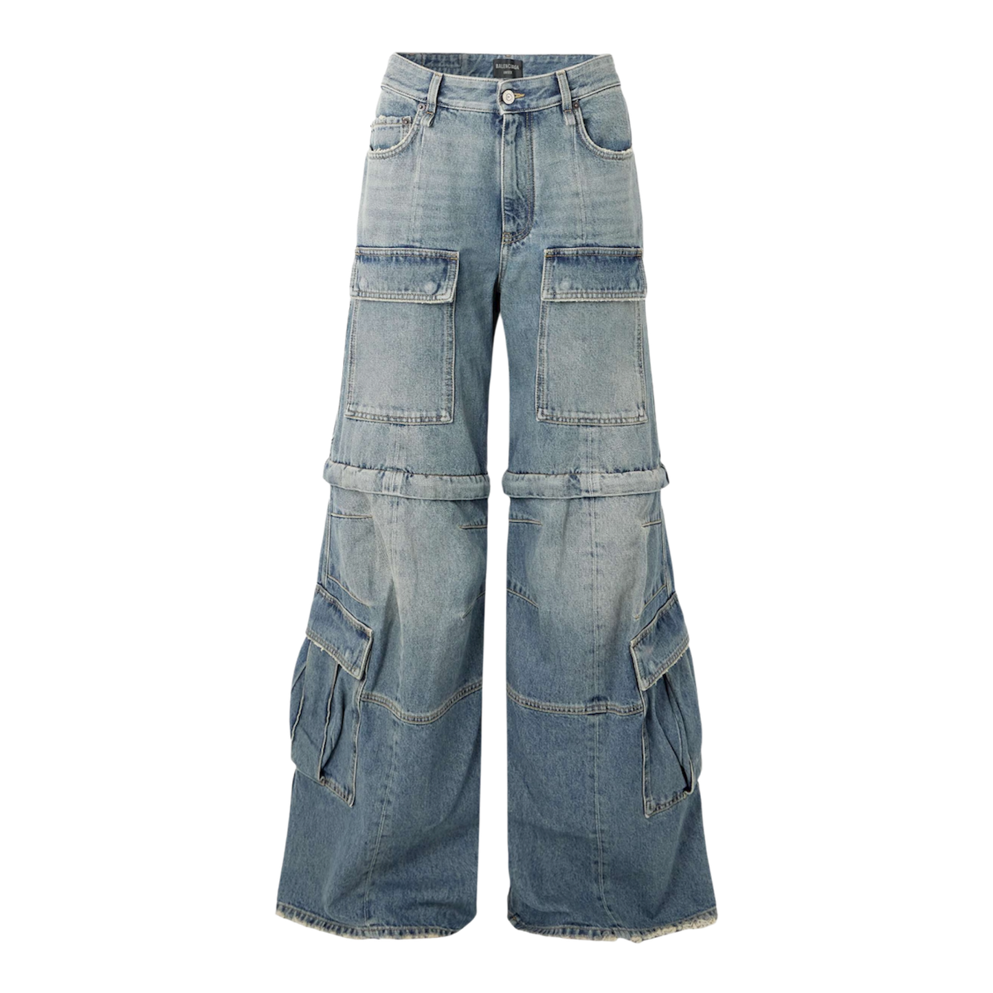 Balenciaga Flared Convertible Cargo Pants in Denim ‘Blue’