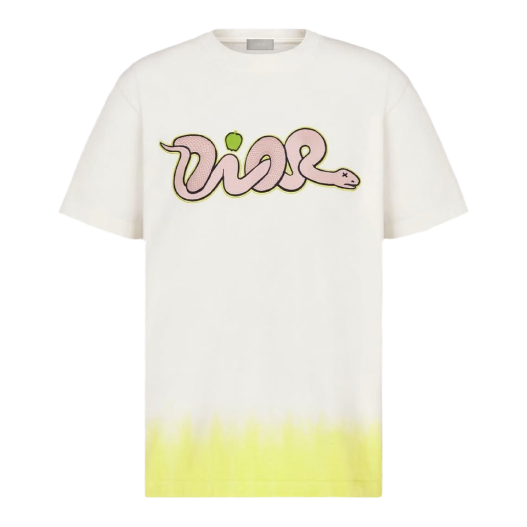 Dior x KAWS Relaxed Fit T-shirt Cotton Jersey ‘White and Yellow’