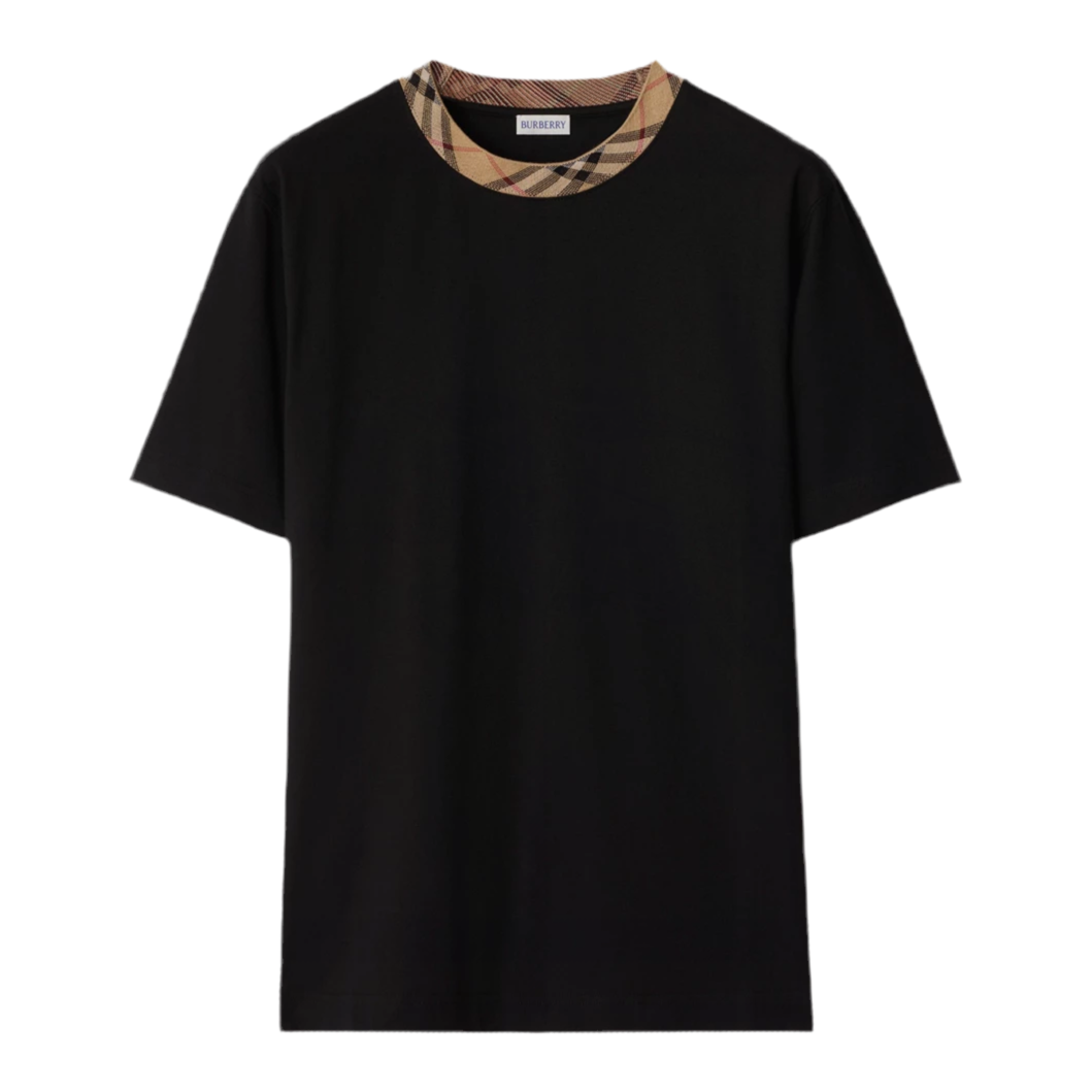 Burberry Check Trim Cotton T-shirt ‘Black’