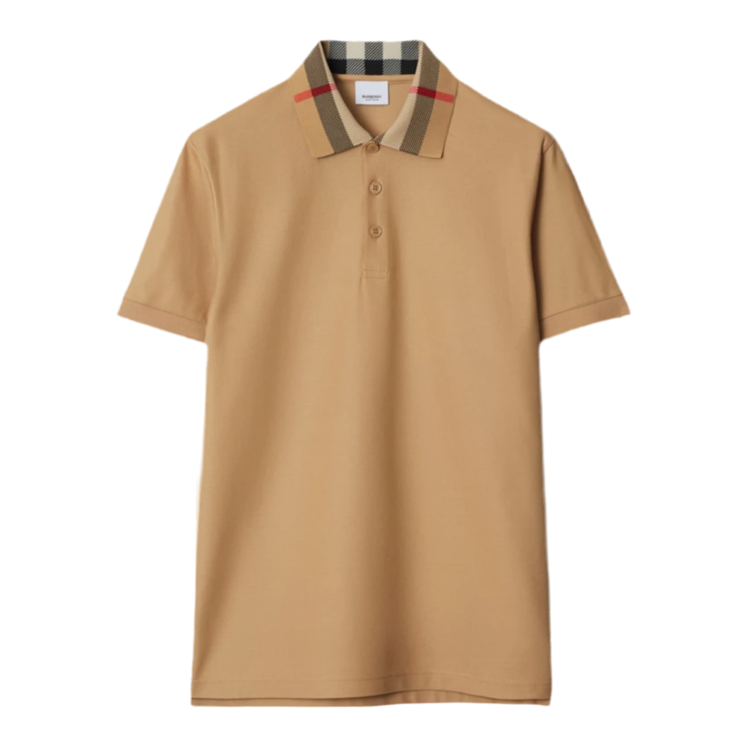 Burberry Vintage Check Collar Cotton Polo Shirt ‘Beige’