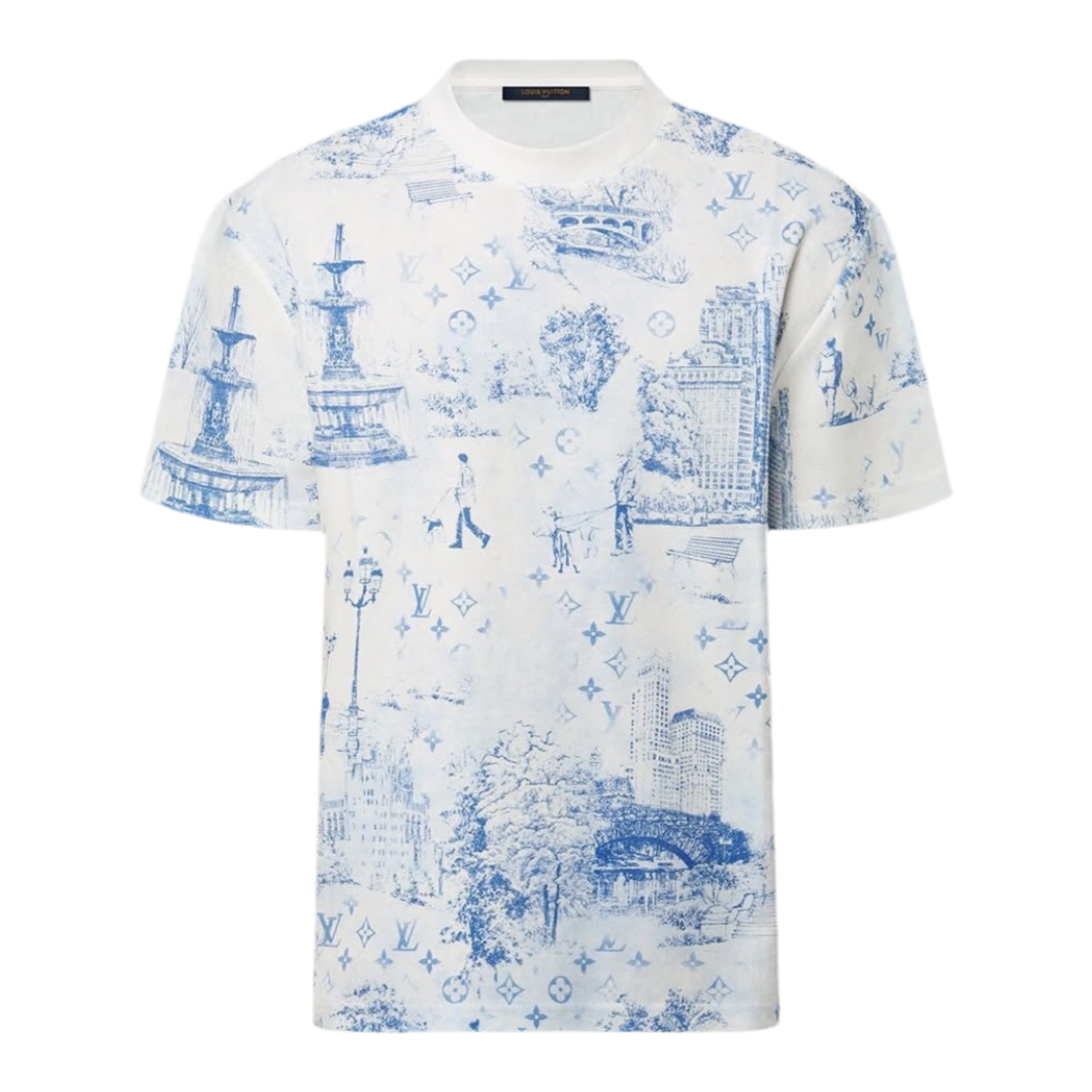 Louis Vuitton Printed Cotton Pique T-Shirt ‘White Blue’