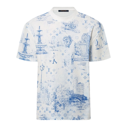 Louis Vuitton Printed Cotton Pique T-Shirt ‘White Blue’