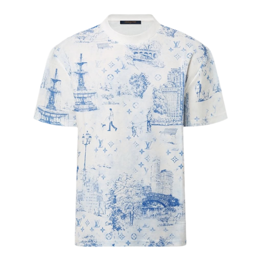 Louis Vuitton Printed Cotton Pique T-Shirt ‘White Blue’