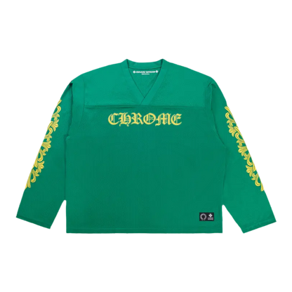 Chrome Hearts Floral Jersey Long-Sleeve Tee 'Green/Gold'