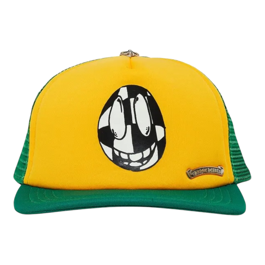 Chrome Hearts x Matty Boy Sex Records Smiley Trucker Hat 'Yellow Green’