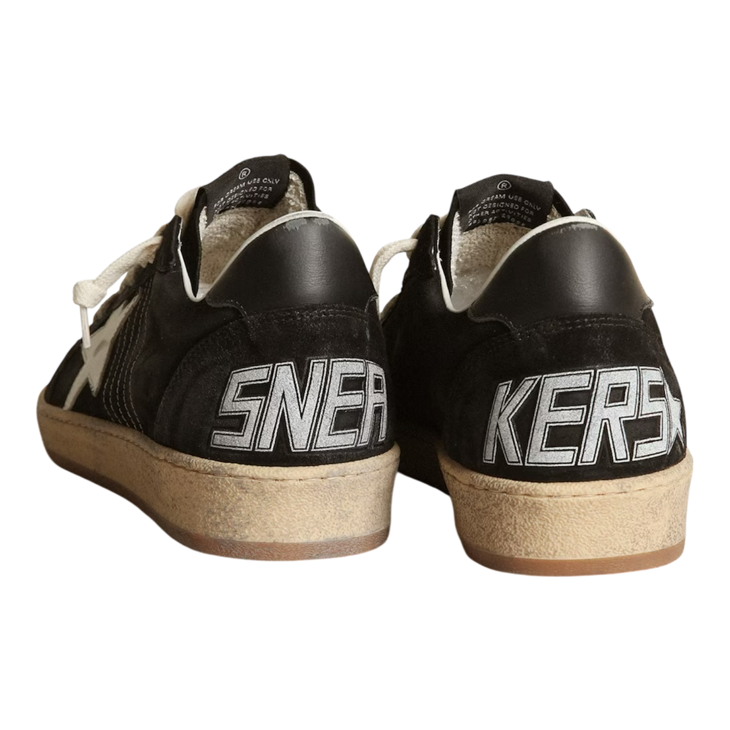 GOLDEN GOOSE Ball Star Distressed Suede and Leather ‘Black’