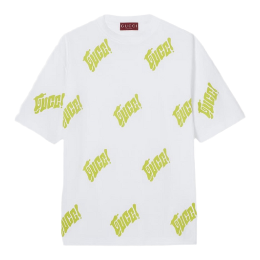 Gucci Logo Cotton Jersey T-shirt 'White Yellow'