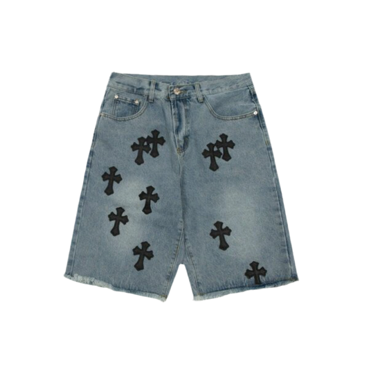 Chrome hearts CH Jean Shorts Denim 'Grey'
