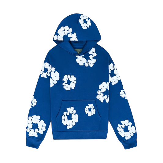 Denim Tears wreath-print cotton hoodie ‘Blue/White’