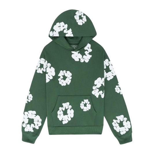 Denim Tears wreath-print cotton hoodie ‘Green/White’