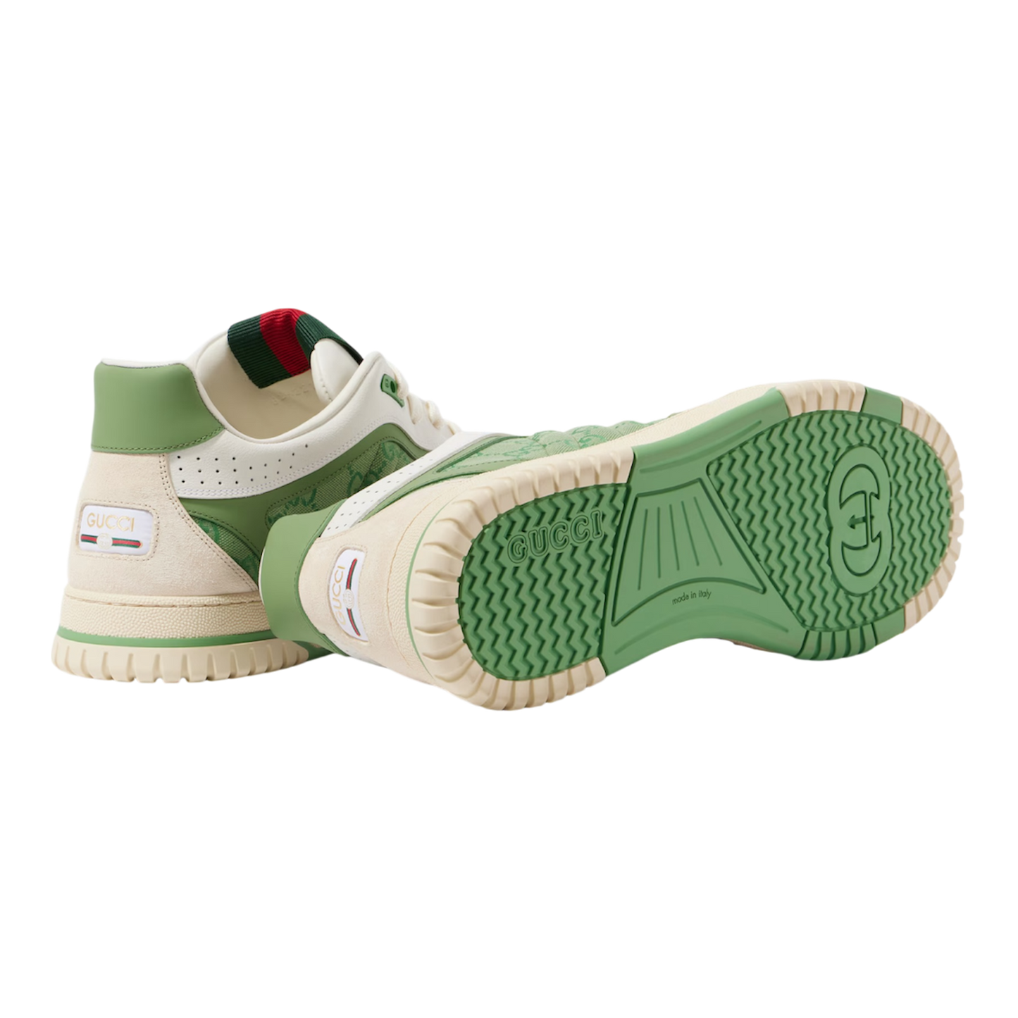 GUCCI Re-Web GG Canvas and Leather Low-Top Trainers ‘Green’