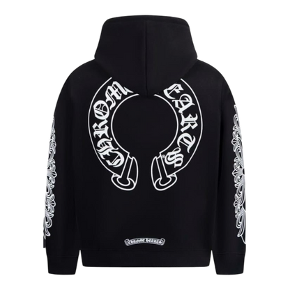 Chrome Hearts Horseshoe Floral
Cross Sleeve Zip Up Hoodie ‘Black/White’