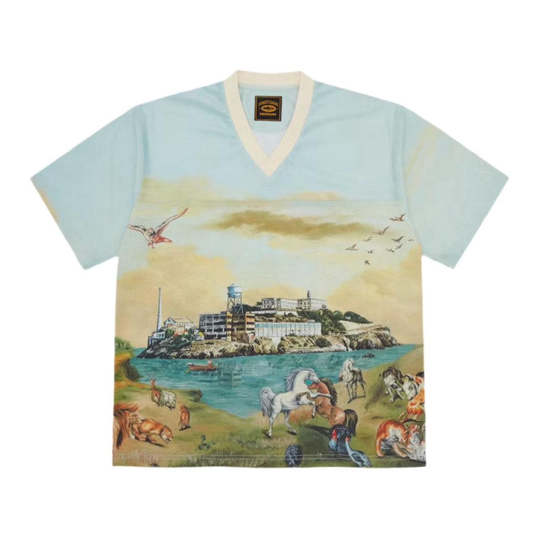 Corteiz Narnia Football Jersey 'Blue/Cream'