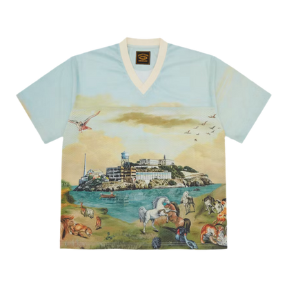 Corteiz Narnia Football Jersey 'Blue/Cream'