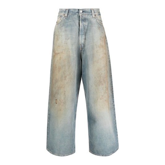 ACNE STUDIOS distressed organic mid-rise wide-leg jeans