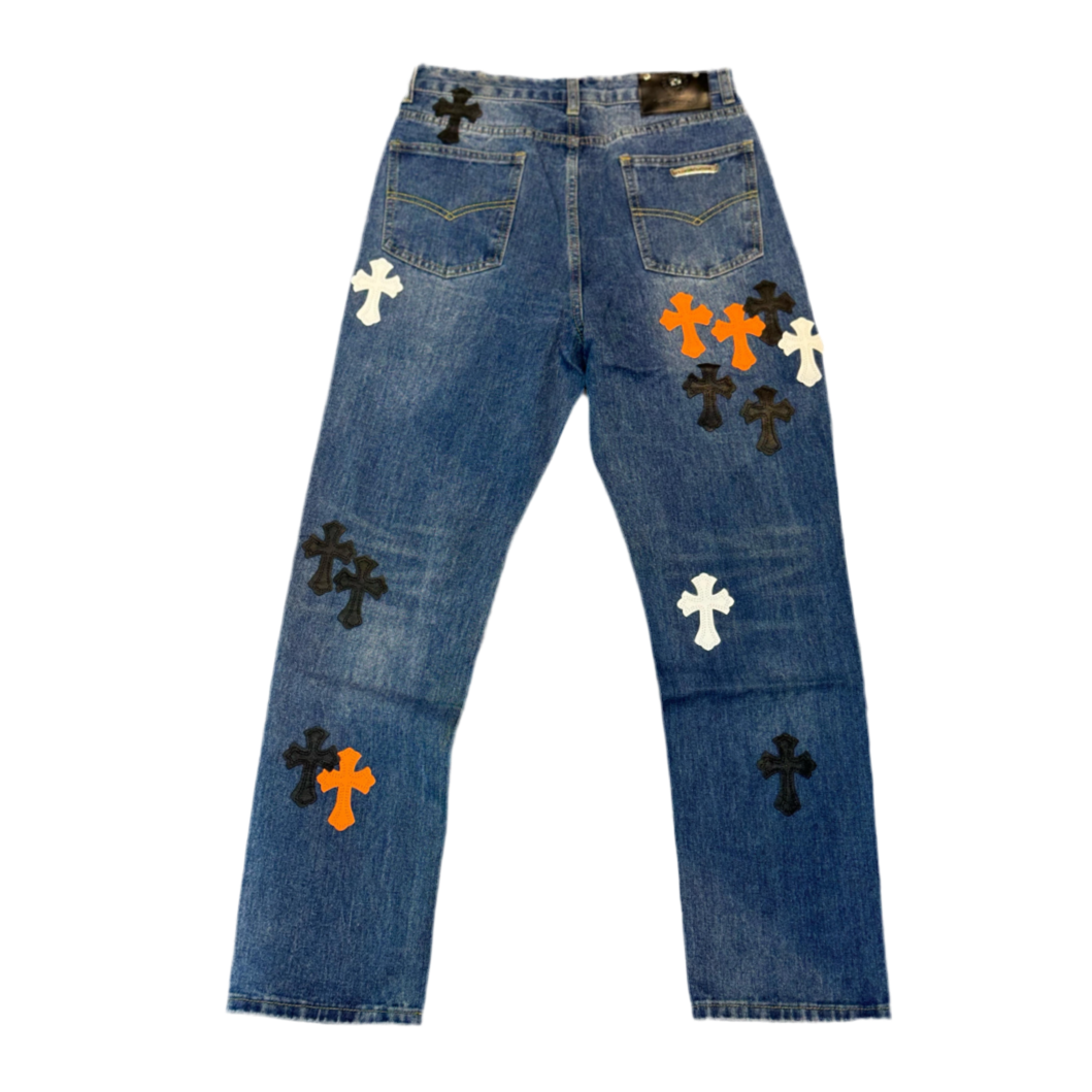 Chrome Hearts 501 Levi’s Custom Orange White & Black straight leg Jean