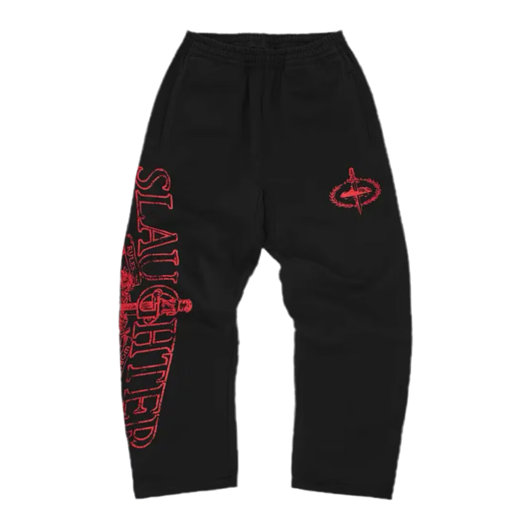Corteiz × Slaughter Gang 21 Savage Sweatpants ‘Black’