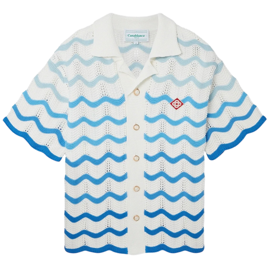 Casablanca Wavy Gradient Crochet Shirt ‘Sky blue’