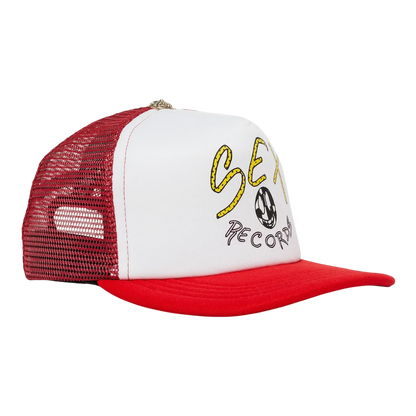 Chrome Hearts x Matty Boy Sex Records Logo Trucker Hat 'White Red'