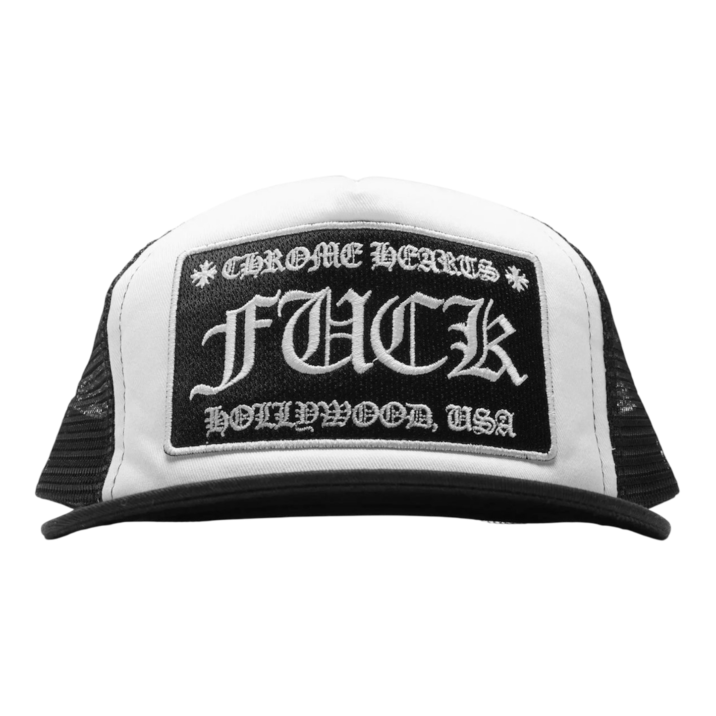 Chrome Hearts FUCK Hollywood
Trucker Hat ‘White Black’