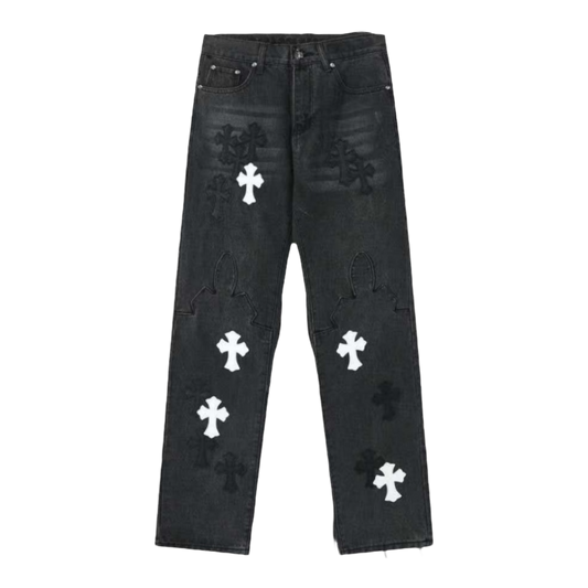 Chrome Hearts Black And White Cross Embroidered Applique