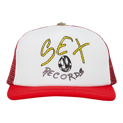 Chrome Hearts x Matty Boy Sex Records Logo Trucker Hat 'White Red'