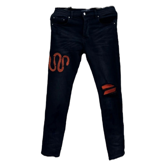 AMIRI Staggered Snake Logo Skinny Jeans ‘Black’