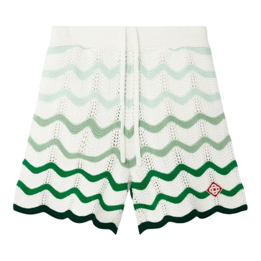 Casablanca Wavy Gradient Crochet Shorts ‘White Green’