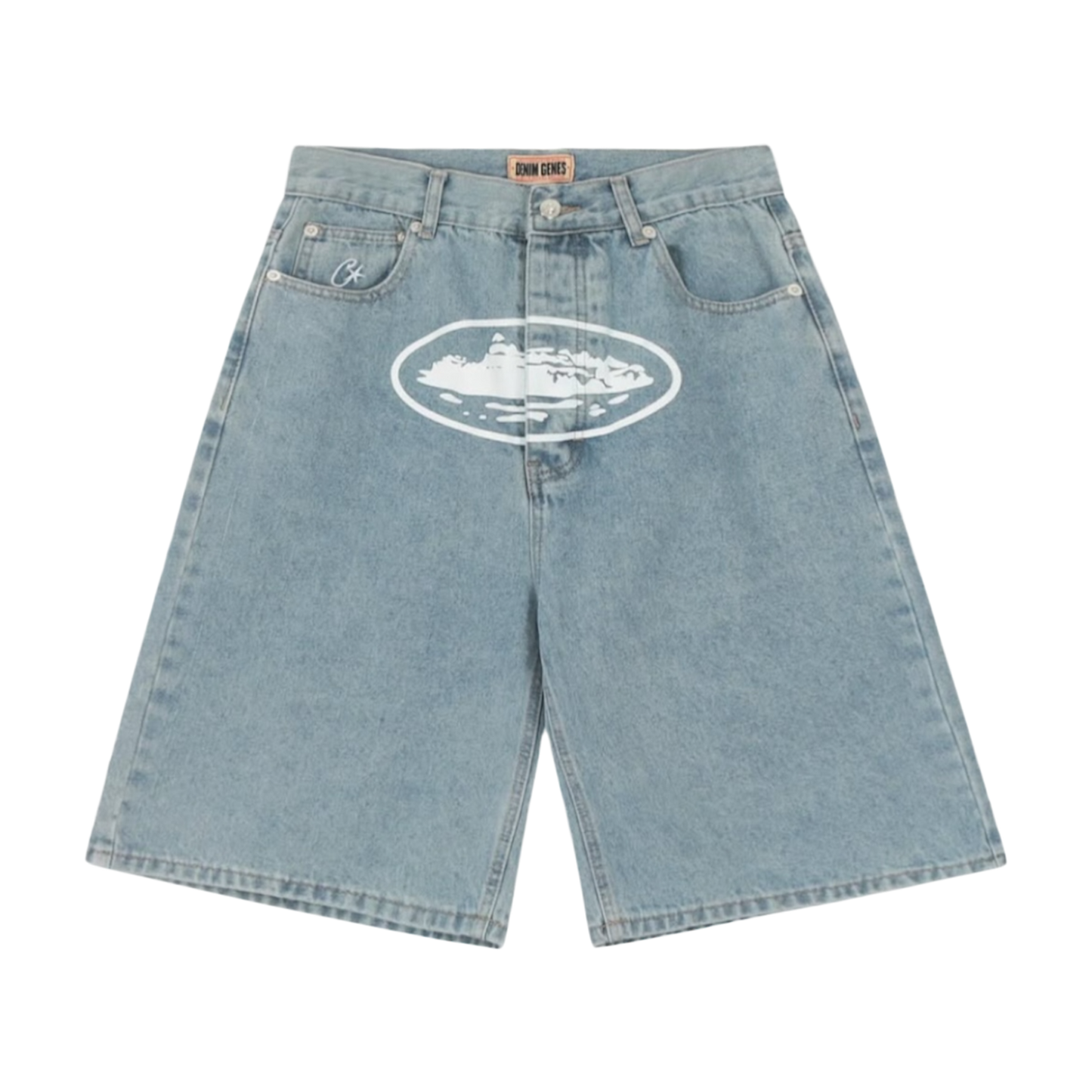 Corteiz Alcatraz Baggy Denim Shorts 'Stonewash’