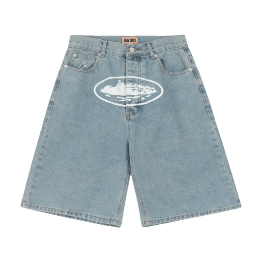Corteiz Alcatraz Baggy Denim Shorts 'Stonewash’