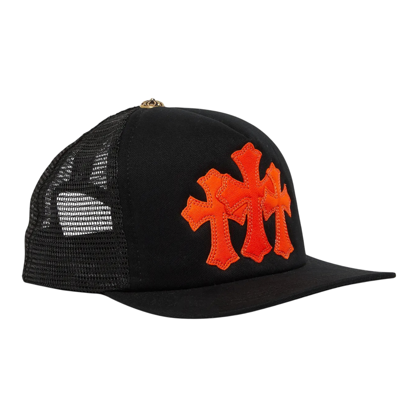 Chrome Hearts St. Barths Exclusive Cemetery Cross Trucker Hat 'Black/Orange'