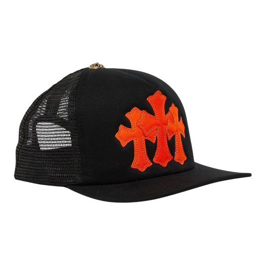 Chrome Hearts St. Barths Exclusive Cemetery Cross Trucker Hat 'Black/Orange'