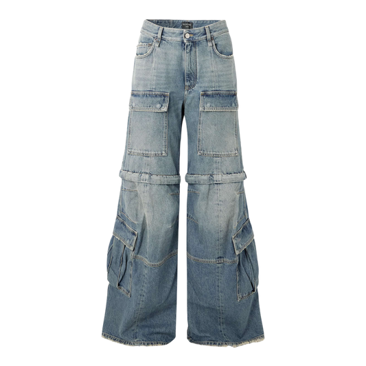 Balenciaga Flared Convertible Cargo Pants in Denim ‘Blue’