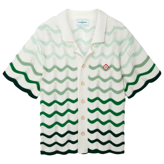 Casablanca Wavy Gradient Crochet Shirt ‘White Green’
