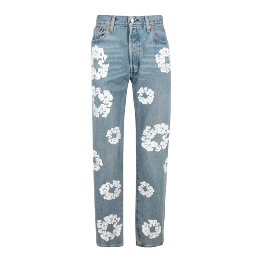 Denim Tears x Levi's Cotton Wreath-print straight-leg jeans