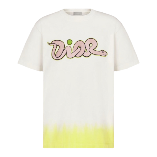 Dior x KAWS Relaxed Fit T-shirt Cotton Jersey ‘White and Yellow’