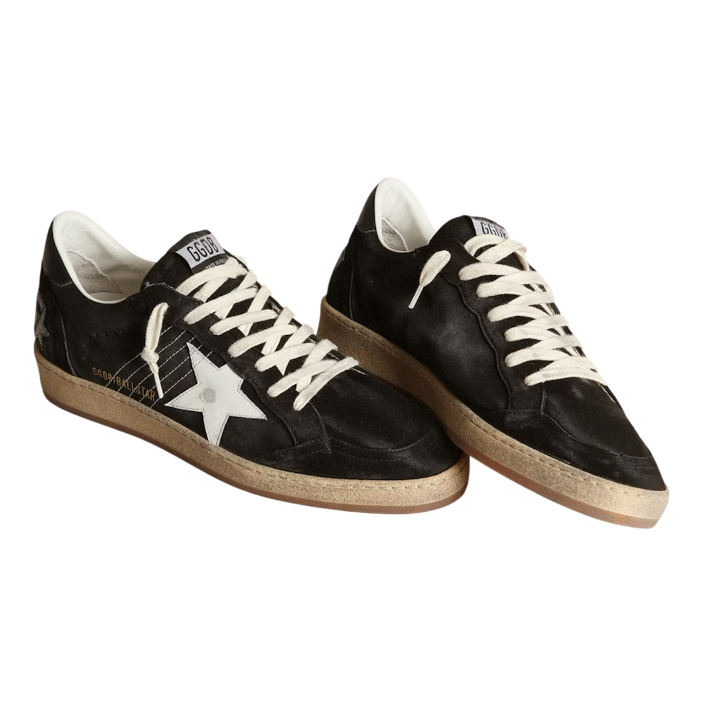 GOLDEN GOOSE Ball Star Distressed Suede and Leather ‘Black’