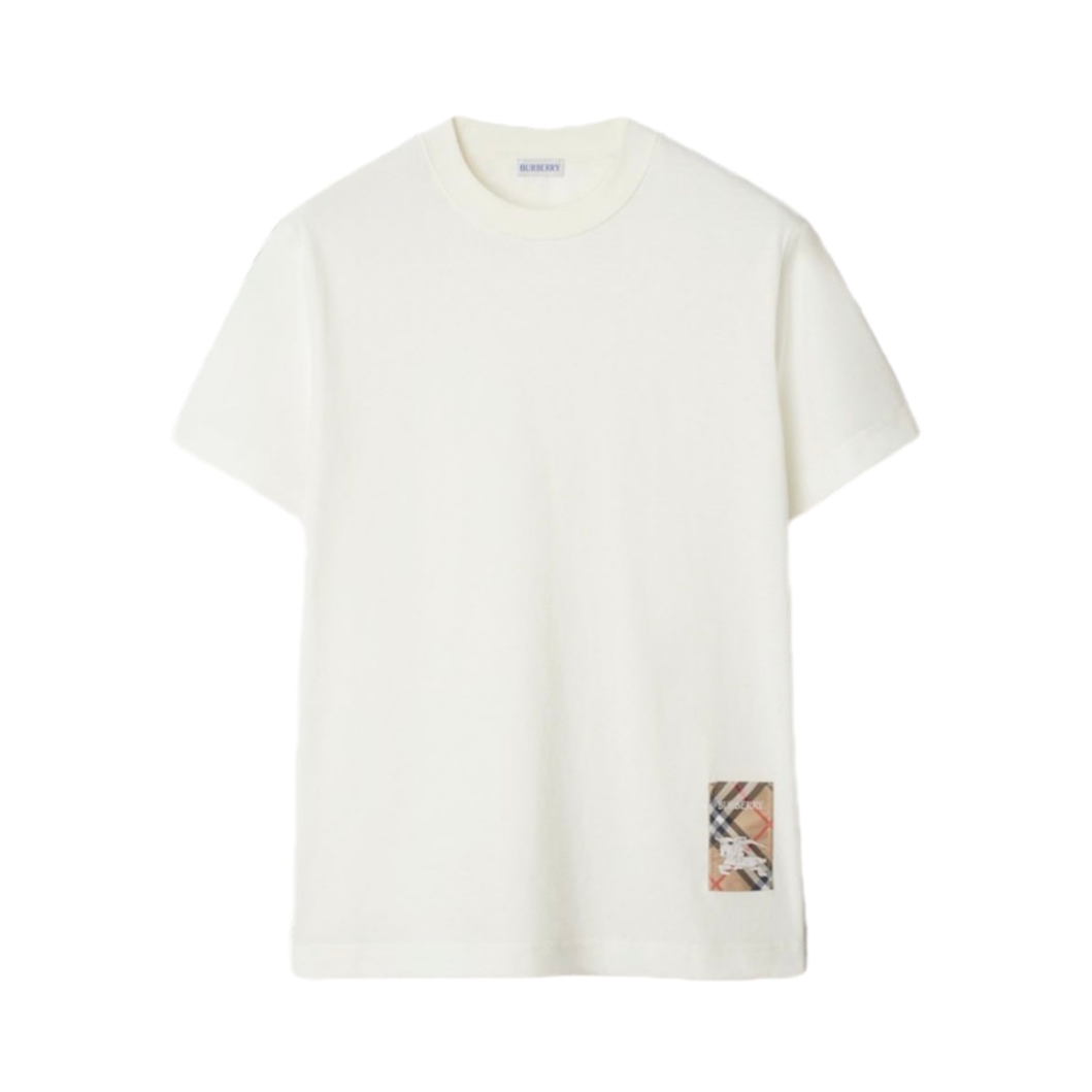 Burberry Checked Patch Crewneck T-Shirt ‘White’