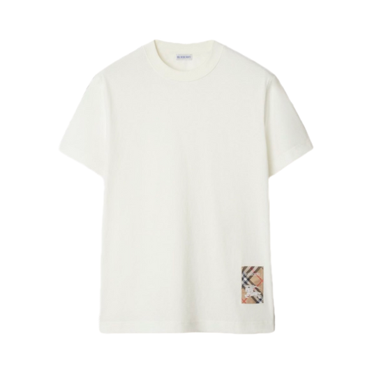 Burberry Checked Patch Crewneck T-Shirt ‘White’