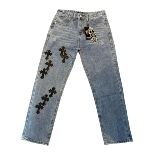Chrome Hearts Levi's 501 Alligator Cross Patch Denim straight Jeans ‘Light wash’