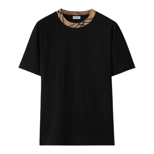 Burberry Check Trim Cotton T-shirt ‘Black’