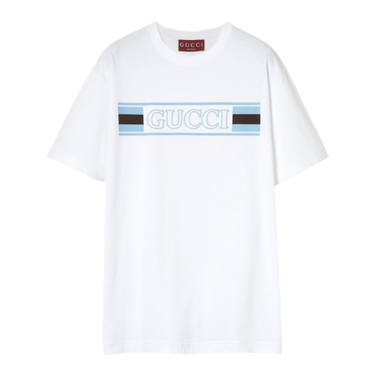 Gucci Cotton Jersey T-Shirt With Print ‘White Blue’