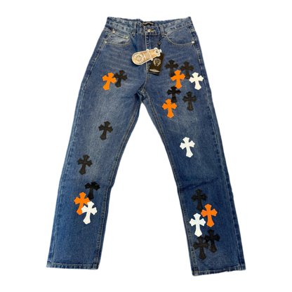 Chrome Hearts 501 Levi’s Custom Orange White & Black straight leg Jean