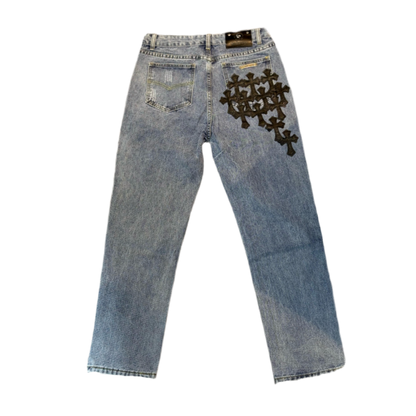 Chrome Hearts Levi's 501 Alligator Cross Patch Denim straight Jeans ‘Light wash’