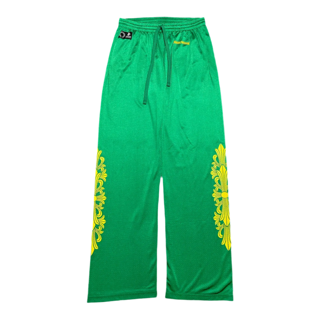 Chrome Hearts Floral Mesh Jersey Pants 'Green/Gold'