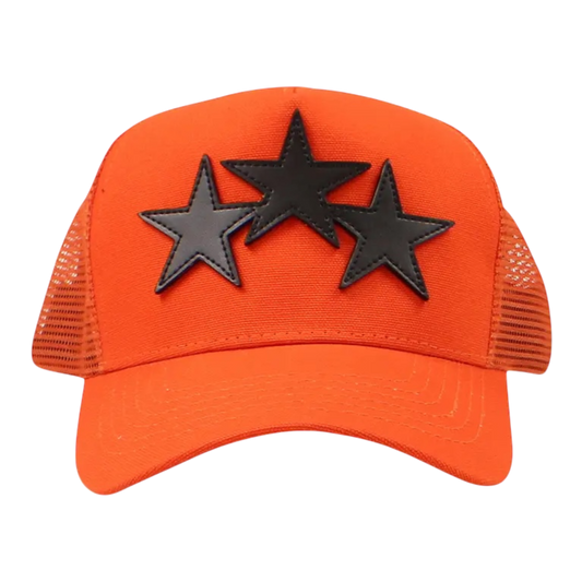 Amiri 3 Star Trucker Hat 'Orange/Black'
